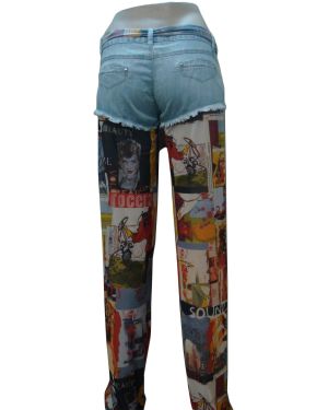 Шорты-брюки женские, джинсовые, комбинированные #00000