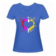 Женская футболка Цветное сердце голубая