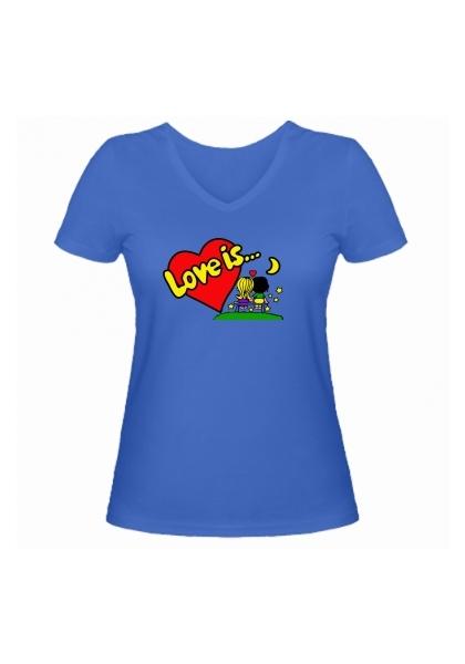 Женская футболка Love is... голубая