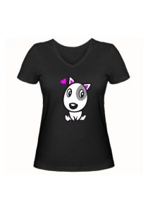 Женская футболка Влюбленная собачка чёрная