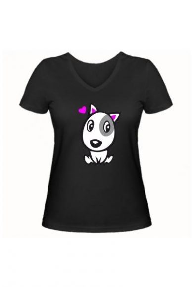 Женская футболка Влюбленная собачка чёрная