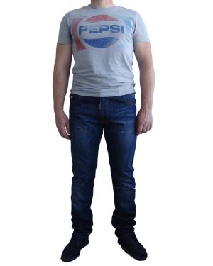 Чоловічі джинси DSQUARED прямі, темно сині з потертостями # MQ01800