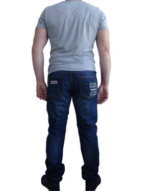 Мужские джинсы DSQUARED прямые, темно синие с потертостями #MQ01800