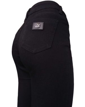 Черные женские узкие джинсы с высокой посадкой #W0038С